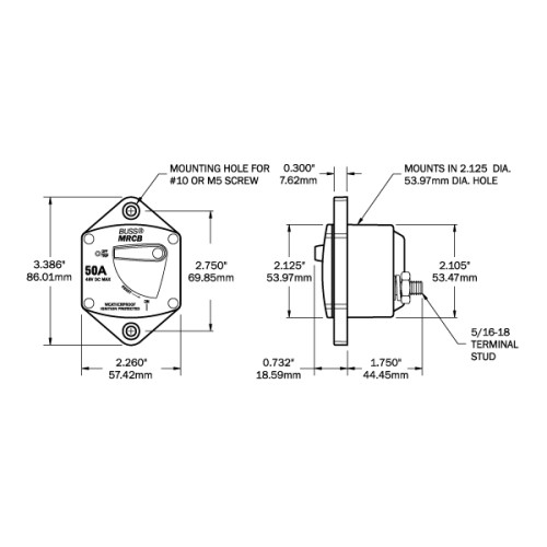 Blue Sea 120A Sicherungsautomat 12-48V, Einbau